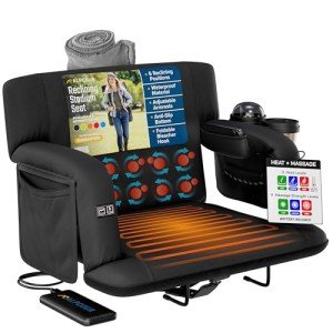 Heated Massage Reclining Stadium Seat with Back Support