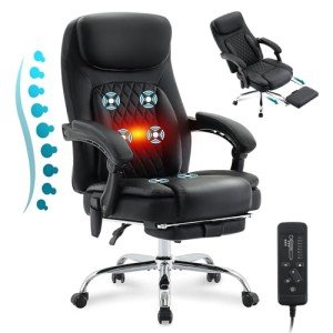 Heated Ergonomic Massage Office Chair with Footrest