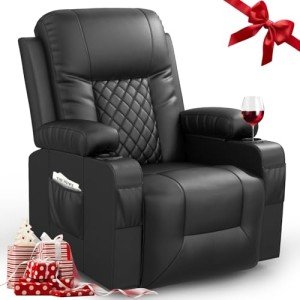 FURNIMAT Heated Massage Recliner Chair - Black