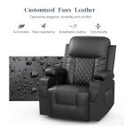 FURNIMAT Heated Massage Recliner Chair - Black