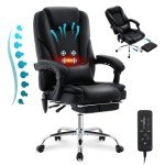 Massage & Heat Ergonomic Office Chair, Black