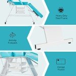 Adjustable Facial & Tattoo Chair with Stool - Blue