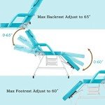 Adjustable Facial & Tattoo Chair with Stool - Blue