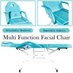 Adjustable Facial & Tattoo Chair with Stool - Blue