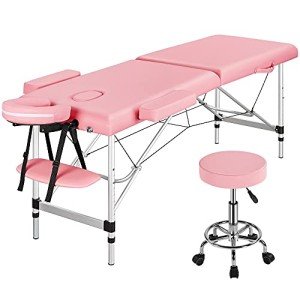Yaheetech Adjustable 2-Section Massage Bed & Stool
