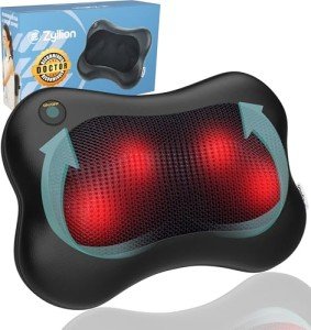 Zyllion Shiatsu Massager Pillow with Heat - Black