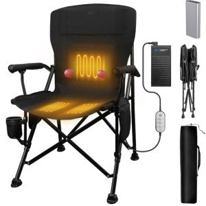 Heated Massage Camping Chair with Battery Power