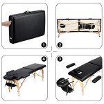 Yaheetech Portable Adjustable Massage Table - Black