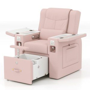 Pink Pedicure Spa Chair with Massage & Foot Bath