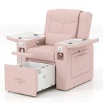 Pink Pedicure Spa Chair with Massage & Foot Bath