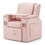 Pink Pedicure Spa Chair with Massage & Foot Bath