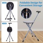 Lightweight Folding Walking Cane with Seat & Massage