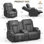 YONISEE Dark Gray Reclining Massage Chair Set