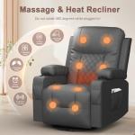 YONISEE Dark Gray Reclining Massage Chair Set