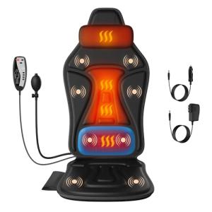 comrelax Back Massager for Chair with Heat, Massage Chair Pad with Lumbar Support & Vibration, Seat Massager for Seniors, Office Workers & Family, Fatigue & Pain Relief in Office, Home & Travel