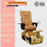 Newwave Pedicure Chair for Nail Spa with Massage, Heat, USB, Air Vent & Bubble System – Includes Stool, Pillow, Magnetic Jet Heads & Discharge Pump – Luxury Spa Station(Capuchino Gold)