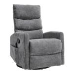 PELUMY Manual Recliner Chair with Heat & Vibration Massage, 360° Swivel Rocker Recliner with 155° Recline and Lumbar Heat, Compact Recliner for Living Room & Small Spaces (Chenille, Grey)