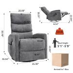 PELUMY Manual Recliner Chair with Heat & Vibration Massage, 360° Swivel Rocker Recliner with 155° Recline and Lumbar Heat, Compact Recliner for Living Room & Small Spaces (Chenille, Grey)
