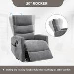 PELUMY Manual Recliner Chair with Heat & Vibration Massage, 360° Swivel Rocker Recliner with 155° Recline and Lumbar Heat, Compact Recliner for Living Room & Small Spaces (Chenille, Grey)