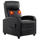 Massage Recliner Chair with Lumbar Support, Adjustable Small PU Leather Home Theater Seating, Compact Modern Living Room Reclining Chair for Adults, Black
