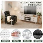 Massage Recliner Chair with Lumbar Support, Adjustable Small PU Leather Home Theater Seating, Compact Modern Living Room Reclining Chair for Adults, Black