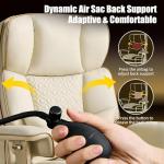 Leather Office Chair with Footrest, High-Back Executive Desk Chair with Adjustable Air Lumbar Support, Massage Luxury Chair, Rocking Recliner, 360° Swivel, Silent Wheels, Height Adjustment,Beige