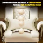 Leather Office Chair with Footrest, High-Back Executive Desk Chair with Adjustable Air Lumbar Support, Massage Luxury Chair, Rocking Recliner, 360° Swivel, Silent Wheels, Height Adjustment,Beige