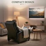 Massage Recliner Chair with Lumbar Support, Adjustable Small PU Leather Home Theater Seating, Compact Modern Living Room Reclining Chair for Adults, Black