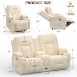 YONISEE Living Room Furniture Set, Loveseat Recliner and 2PC Massage Recliner Chair, Luxury Reclining Sofa 3PC Set for Living Room (2+1+1, Beige)