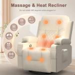 YONISEE Living Room Furniture Set, Loveseat Recliner and 2PC Massage Recliner Chair, Luxury Reclining Sofa 3PC Set for Living Room (2+1+1, Beige)