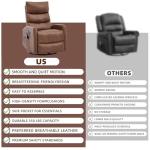 PELUMY Manual Recliner Chair with Heat & Vibration Massage, 360° Swivel Rocker Recliner with 155° Recline Heat, Compact Recliner for Living Room & Small Space (Breathable Leather, Earth Yellow)