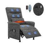 Heated & Vibration Massage Recliner Chair for Adults – Fabric Electric Recliner with Adjustable Back & Footrest, Side Pocket Storage, Compact Living Room & Home Theater Seating (Dark Gray)