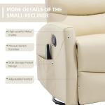 PELUMY Manual Recliner Chair with Heat & Vibration Massage, 360° Swivel Rocker Recliner with 155° Recline and Lumbar Heat, Compact Recliner for Living Room & Small Spaces (Breathable Leather, Beige)