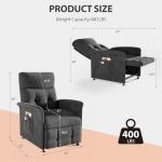 Heated & Vibration Massage Recliner Chair for Adults – Fabric Electric Recliner with Adjustable Back & Footrest, Side Pocket Storage, Compact Living Room & Home Theater Seating (Gray)