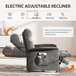Heated & Vibration Massage Recliner Chair for Adults – Fabric Electric Recliner with Adjustable Back & Footrest, Side Pocket Storage, Compact Living Room & Home Theater Seating (Gray)