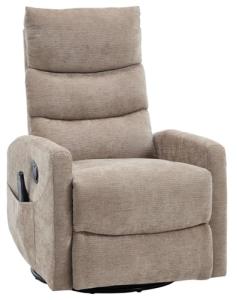 PELUMY Manual Recliner Chair with Heat & Vibration Massage, 360° Swivel Rocker Recliner with 155° Recline and Lumbar Heat, Compact Recliner for Living Room & Small Spaces (Chenille, Khaki)