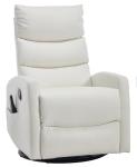 PELUMY Manual Recliner Chair with Heat & Vibration Massage, 360° Swivel Rocker Recliner with 155° Recline and Lumbar Heat, Compact Recliner for Living Room & Small Spaces (Breathable Leather, White)