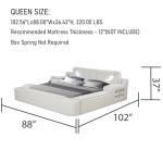 Wirktive Smart Bed with Massage Recliner Chair - Luxury Bed Frame Queen Size with Reading Light, USB Port and Speaker, Multifunctional Upholstered Bed Frame with Lift End Table and Storage Footrest