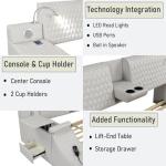 Wirktive Smart Bed with Massage Recliner Chair - Luxury Bed Frame Queen Size with Reading Light, USB Port and Speaker, Multifunctional Upholstered Bed Frame with Lift End Table and Storage Footrest