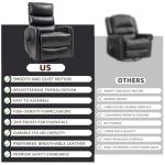 PELUMY Manual Recliner Chair with Heat & Vibration Massage, 360° Swivel Rocker Recliner with 155° Recline and Lumbar Heat, Compact Recliner for Living Room & Small Spaces (Breathable Leather, Black)