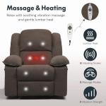 Softa 360° Swivel Rocker Recliner for Adults, Glider Rocking Chair w/Massage & Heat, Manual Reclining Chair with USB Port & Side Pocket, Compact Rocker Recliner for Living Room Apartment (Brown)