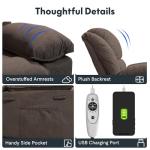 Softa 360° Swivel Rocker Recliner for Adults, Glider Rocking Chair w/Massage & Heat, Manual Reclining Chair with USB Port & Side Pocket, Compact Rocker Recliner for Living Room Apartment (Brown)