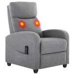Massage Recliner Chair with Lumbar Support, Adjustable Small Fabric Home Theater Seating, Compact Modern Living Room Reclining Chair for Adults, Grey