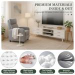 Massage Recliner Chair with Lumbar Support, Adjustable Small Fabric Home Theater Seating, Compact Modern Living Room Reclining Chair for Adults, Grey