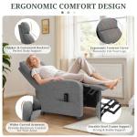 Massage Recliner Chair with Lumbar Support, Adjustable Small Fabric Home Theater Seating, Compact Modern Living Room Reclining Chair for Adults, Grey