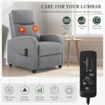 Massage Recliner Chair with Lumbar Support, Adjustable Small Fabric Home Theater Seating, Compact Modern Living Room Reclining Chair for Adults, Grey