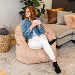 Big Joe Milano w/ Vibe Vibrating Massage Bean Bag Chair for Kids, Teens, Adults, Caribou Hyde, Vegan Suede, Lightweight Seat for Reading Nook and Gaming, 2.5 foot Refillable