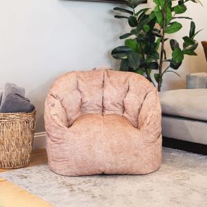 Big Joe Milano w/ Vibe Vibrating Massage Bean Bag Chair for Kids, Teens, Adults, Caribou Hyde, Vegan Suede, Lightweight Seat for Reading Nook and Gaming, 2.5 foot Refillable