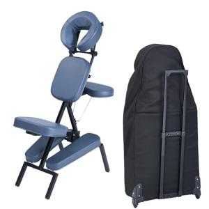 MASTER HEALTH PRODUCT Professional Lightweight Portable Massage Chair-Folding Foldable Aluminum Adjustable Tattoo Chair with Wheeled Carrying Case, Aluminum (Pro Chair)