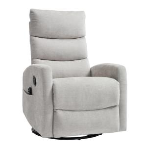 PELUMY 360° Swivel Rocker Recliner with Heat & Vibration Massage, Glider Rocking Chair for Adults, Compact Recliner for Living Room, Small Spaces, Nursery, Bedroom (Chenille, Light Grey)